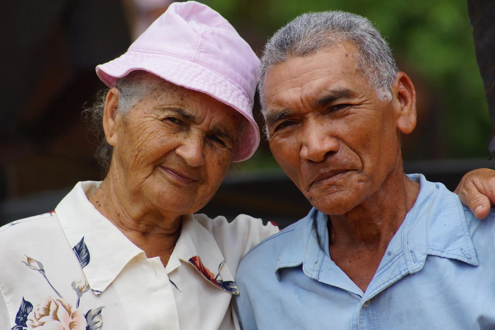 A senior couple receiving attentive care at home