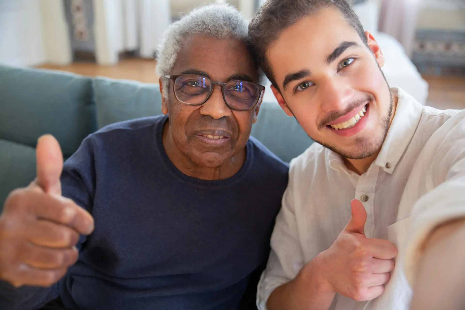 A caregiver providing attentive care to a senior