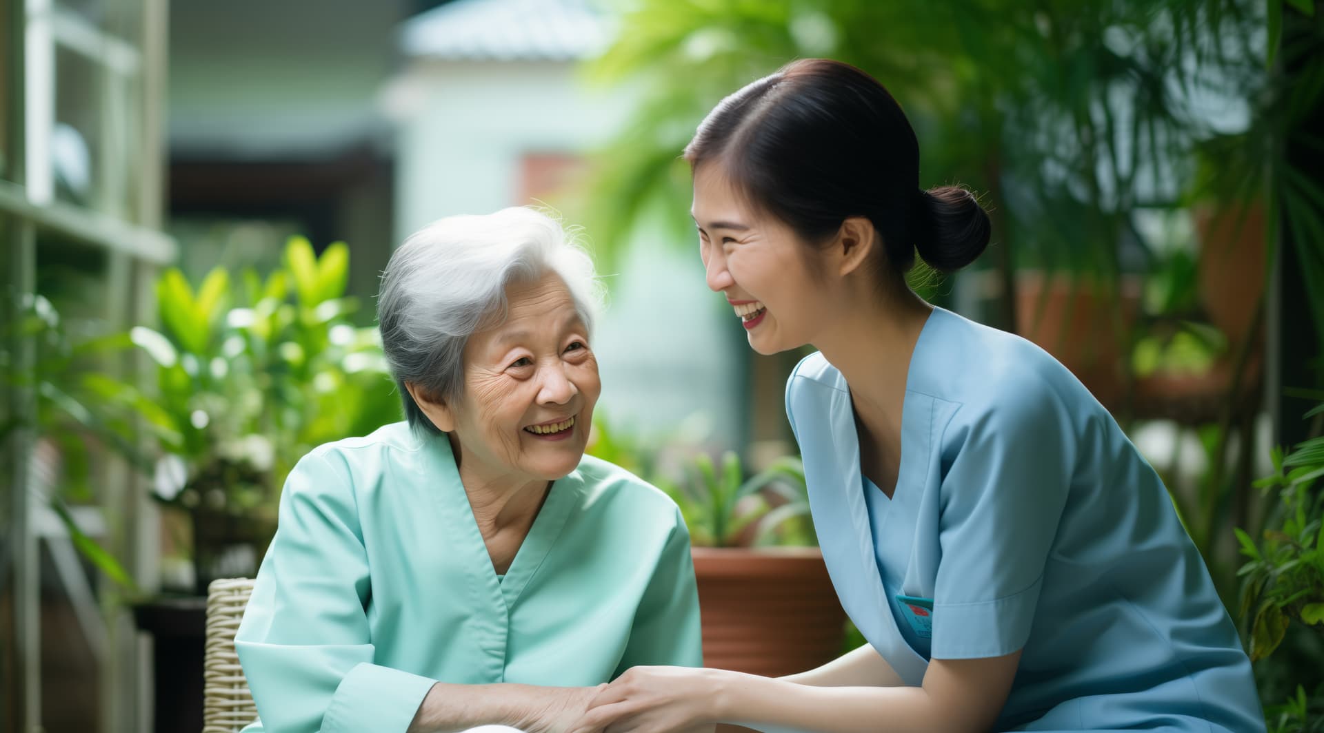 A caregiver providing gentle personal care assistance